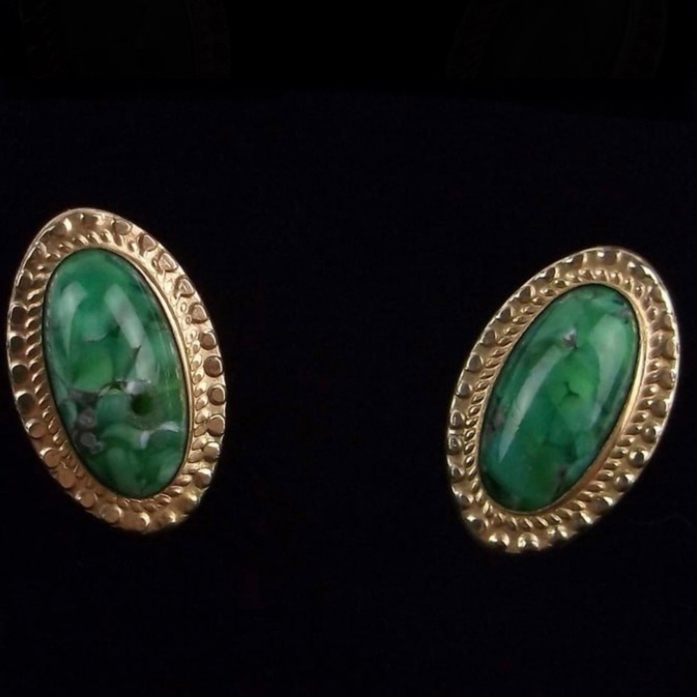 Rare Victorian‎ 1880s Gold Over Sterling Silver Czech screw-back Earrings